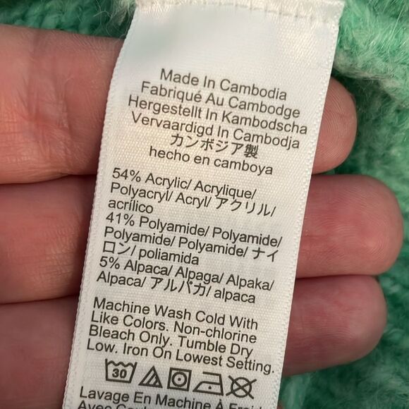 NWT J. Crew fuzz puff sleeve Green sweater size M Alpaca Blend - Picture 10 of 10